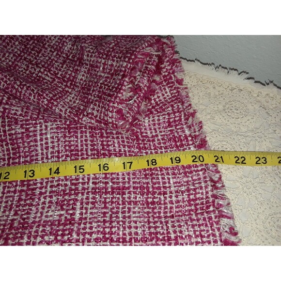 I.C.E. Women's Blazer Size 12 Tweed Lined Jacket Pink and Red Fringed Patterned - Picture 8 of 12